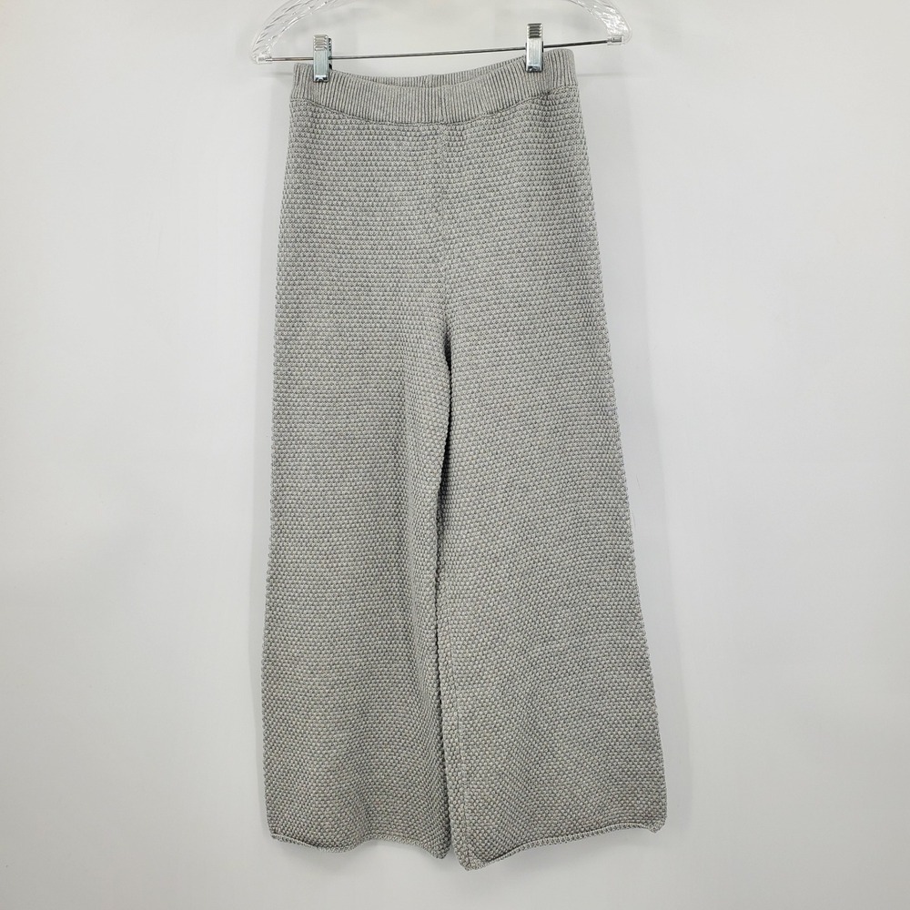 Free People Free-Est Grey Cotton Popcorn Knit Wide Leg Lounge Pants XS Boho